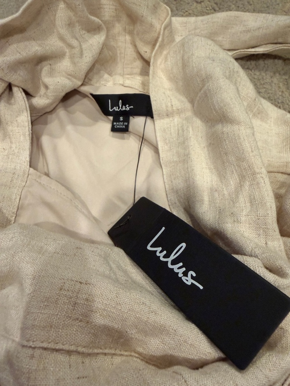 Lulu's Cream Wrap Maxi Skirt with Side Tie size S new Rayon and linen blend - Picture 2 of 5
